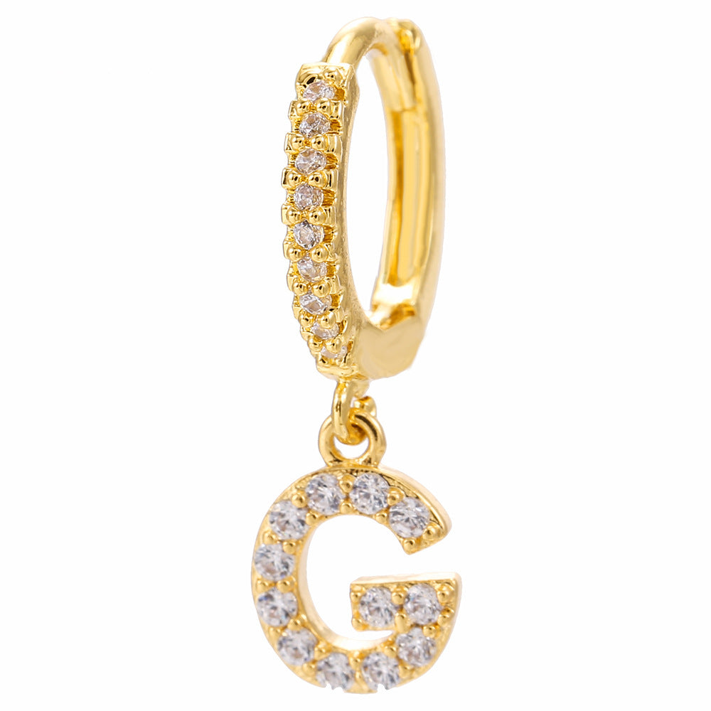 Wholesale English Alphabet Micropaved Zircon Earrings Copper